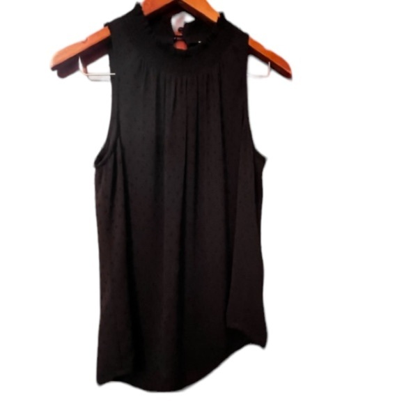Daniel Rainn Adonis Halter Blouse Black Polka Dot Ruffle Collar Sz XS Women - Picture 1 of 8